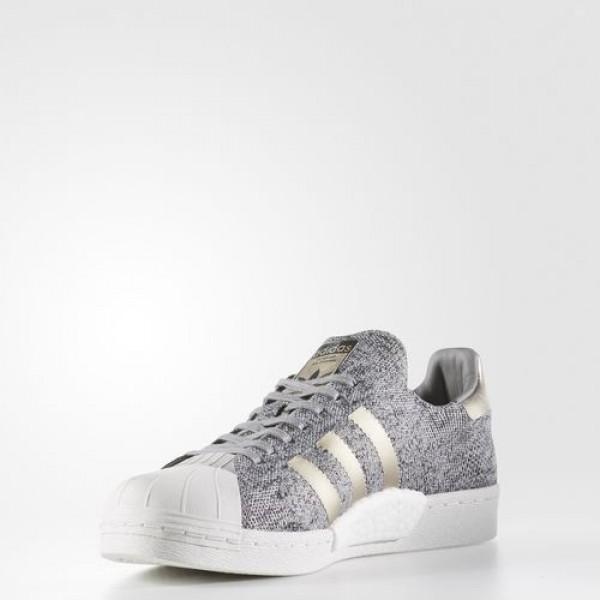 Adidas Primeknit Superstar Boost Femme Lgh Solid Grey / Mgh Solid Grey / Ch Solid Grey Originals Chaussures NO: BB8973