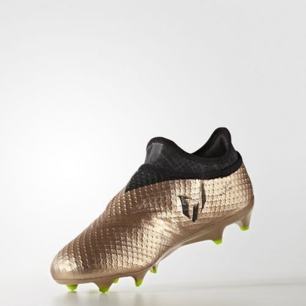 Adidas Messi 16+ Pureagility Terrain Souple Homme Copper Metallic/Core Black/Solar Green Football Chaussures NO: BA9821