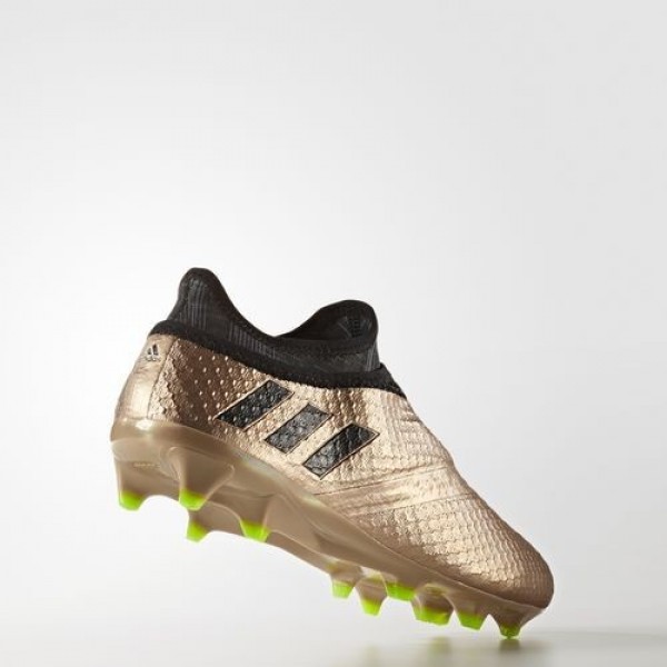 Adidas Messi 16+ Pureagility Terrain Souple Homme Copper Metallic/Core Black/Solar Green Football Chaussures NO: BA9821