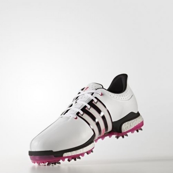Adidas Tour360 Boost Wide Homme Footwear White/Core Black/Shock Pink Golf Chaussures NO: Q44828