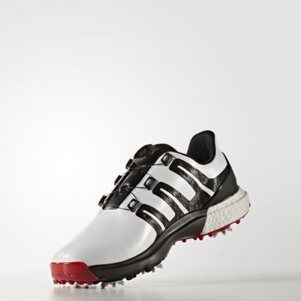 Adidas Powerband Boa Boost Wide Homme Footwear White/Core Black/Scarlet Golf Chaussures NO: Q44867