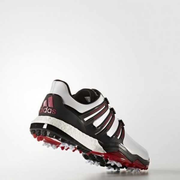 Adidas Powerband Boa Boost Wide Homme Footwear White/Core Black/Scarlet Golf Chaussures NO: Q44867