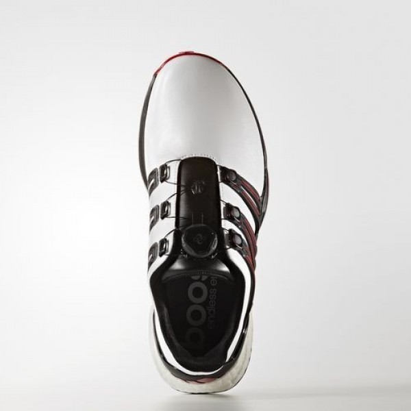 Adidas Powerband Boa Boost Wide Homme Footwear White/Core Black/Scarlet Golf Chaussures NO: Q44867