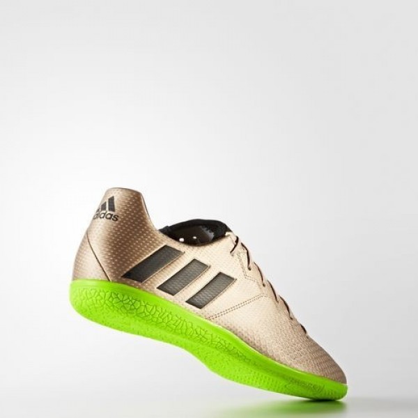 Adidas Messi 16.3 Indoor Homme Copper Metallic/Core Black/Solar Green Football Chaussures NO: BA9853