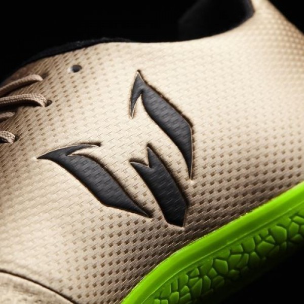 Adidas Messi 16.3 Indoor Homme Copper Metallic/Core Black/Solar Green Football Chaussures NO: BA9853