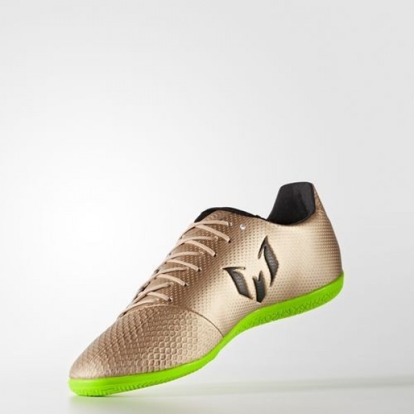 Adidas Messi 16.3 Indoor Homme Copper Metallic/Core Black/Solar Green Football Chaussures NO: BA9853