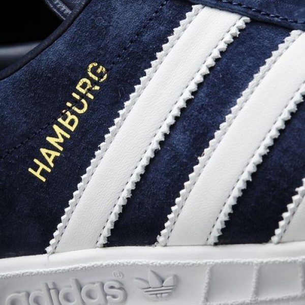 Adidas Hamburg Homme Collegiate Navy/Footwear White/Gold Metallic Originals Chaussures NO: S74838