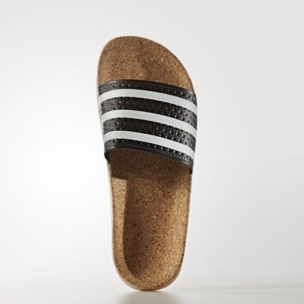 Adidas Sandale Adilette Cork Femme Core Black/Footwear White/Gum Originals Chaussures NO: BA7211